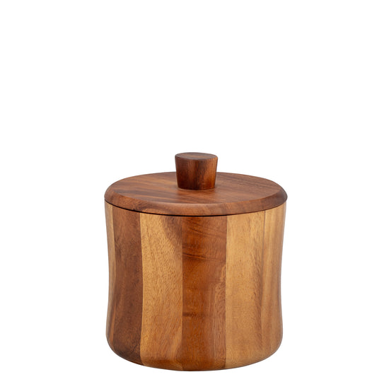 Acacia | Rustic wood ice bucket with lid, designed for keeping beverages chilled.