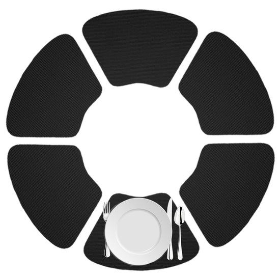 Black | Close-up of fishnet texture on wedge cut placemats.