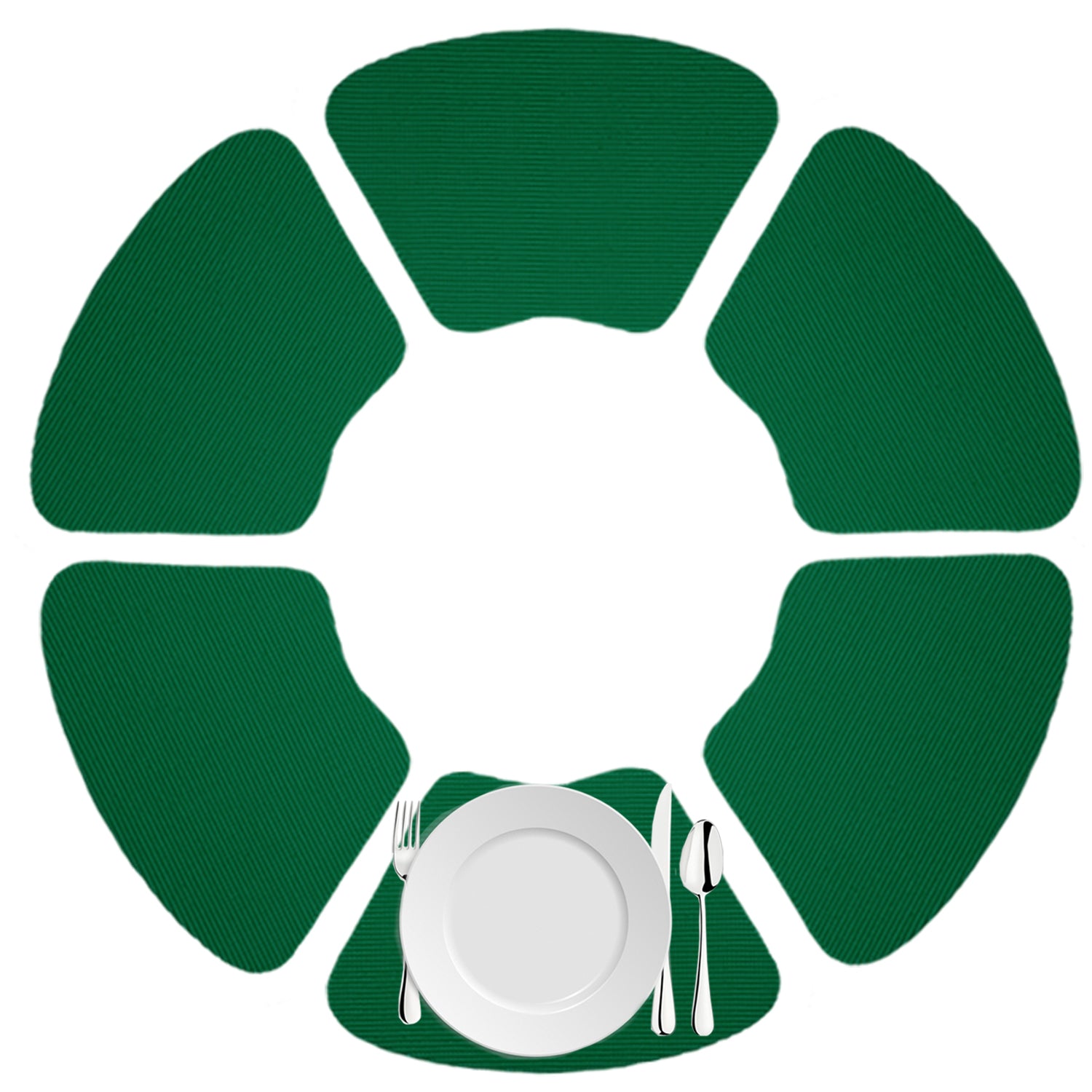 Hunter Green | Angled close-up of edge detailing on fishnet wedge placemat.