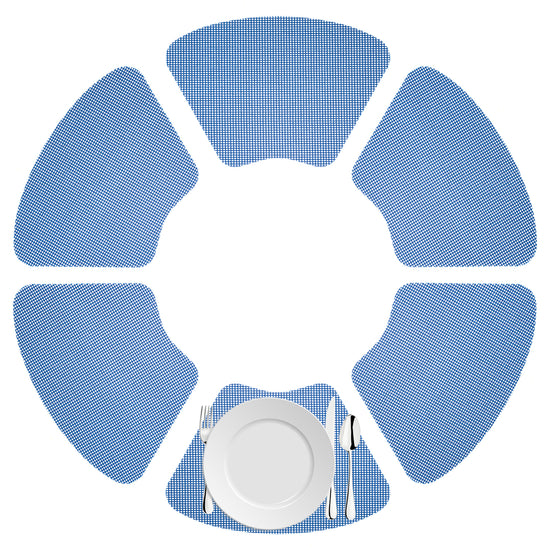 Blue | Fishnet placemats in a wedge cut laid flat.