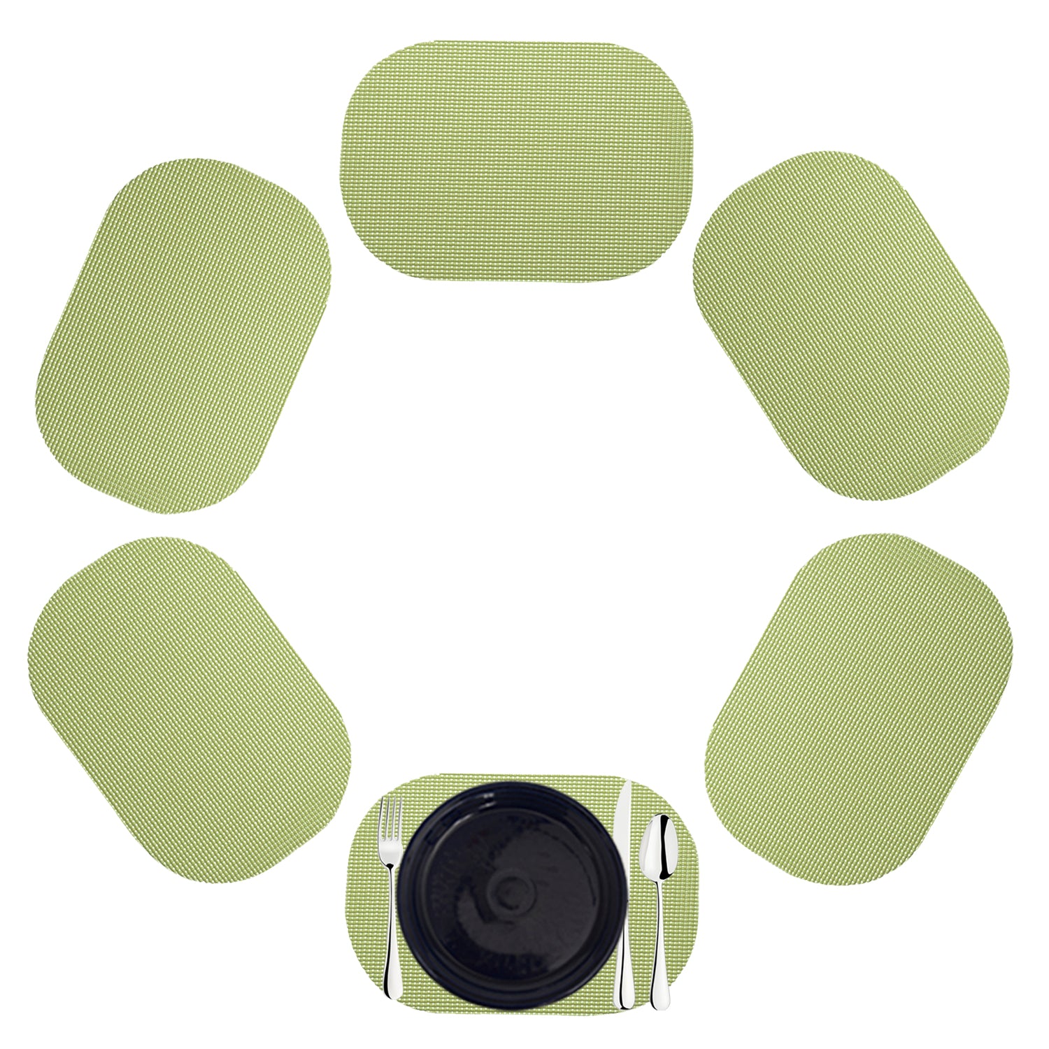 Mist Green | Oval shaped fishnet placemat set of 6.