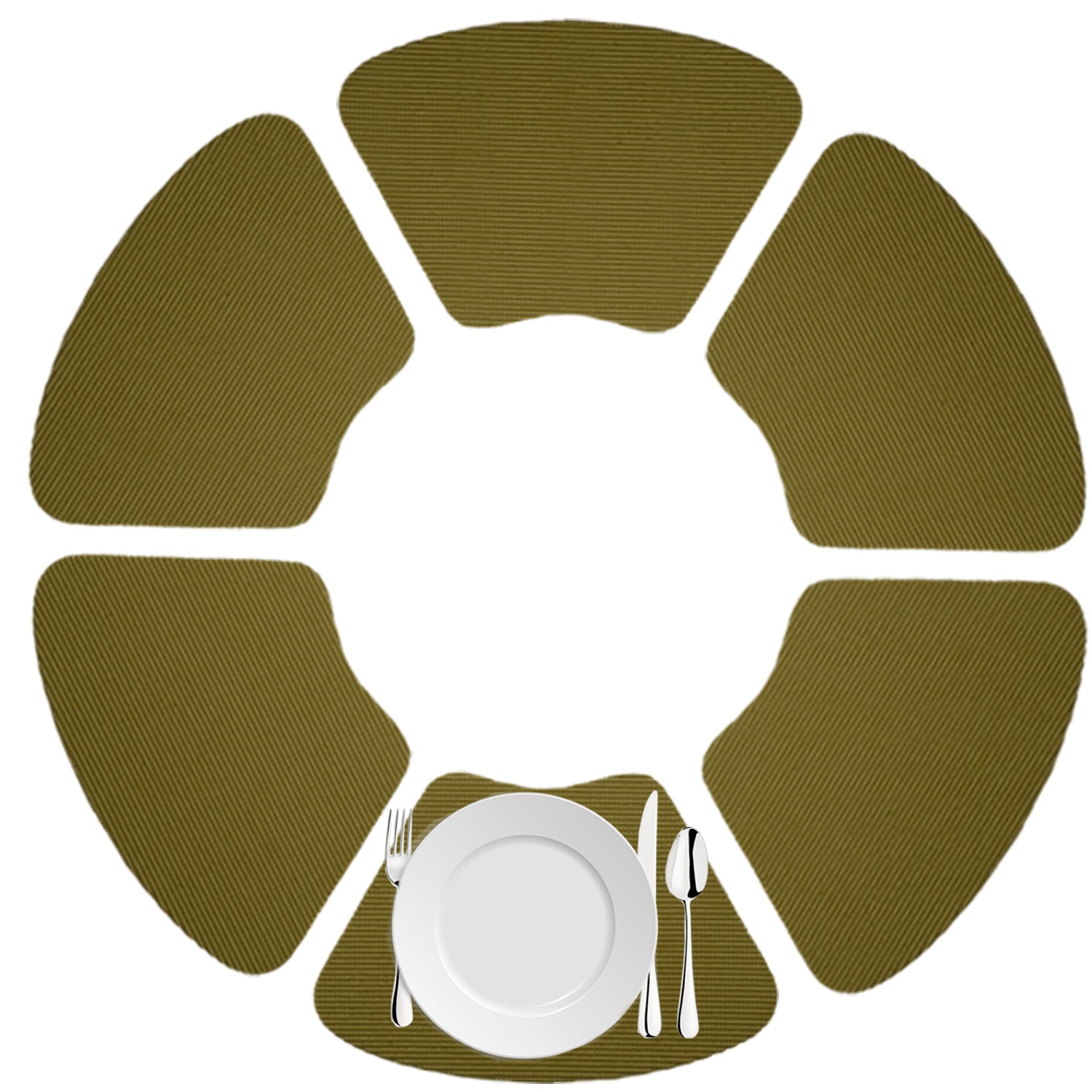 Moss | Set of 6 fishnet wedge placemats for modern kitchen dining.