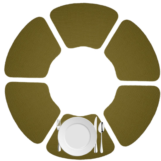 Moss | Set of 6 fishnet wedge placemats for modern kitchen dining.