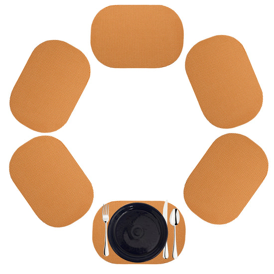 Toffee | Warm color hue fishnet placemat set meant for 6 people.