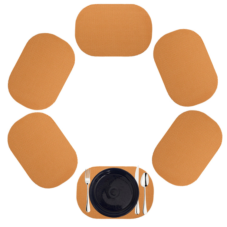 Toffee | Warm color hue fishnet placemat set meant for 6 people.