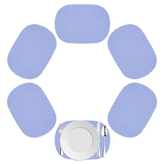 Serenity | Lilac colored fishnet oval placemat set for 6 people.