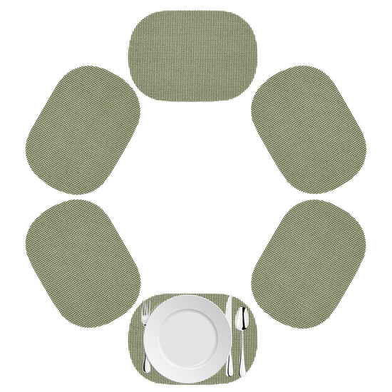 Kale Green | Oval fishnet placemat set of 6 in a sage green color.