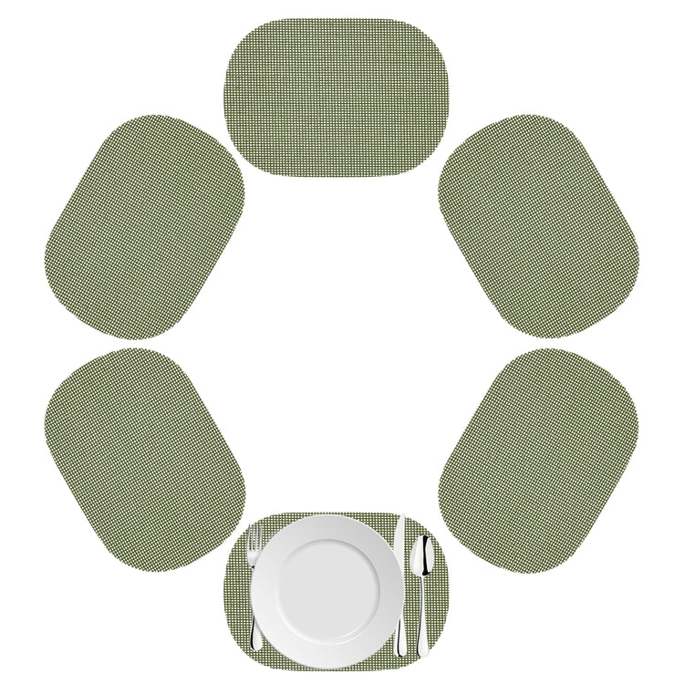 Kale Green | Oval fishnet placemat set of 6 in a sage green color.