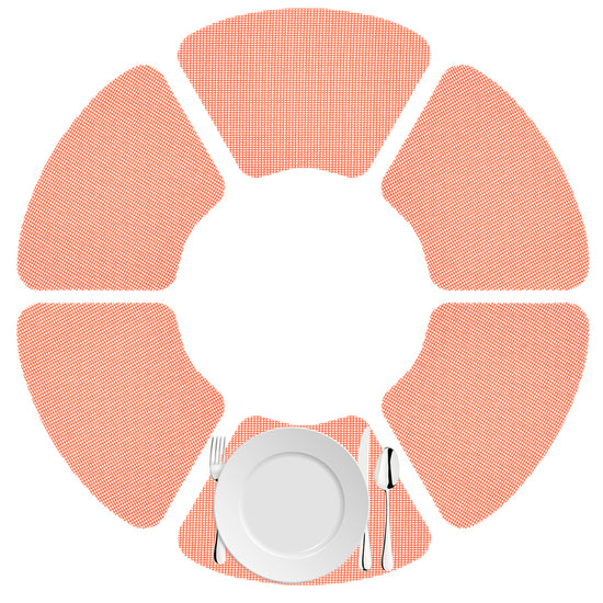 Burnt Coral | Fishnet wedge placemats in packaging as a set of six.