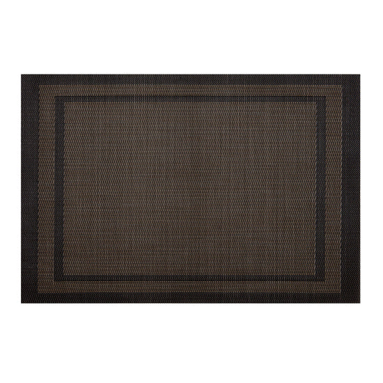 Brown | Top view of woven placemat with double border edges part of a coordinated set of 6.