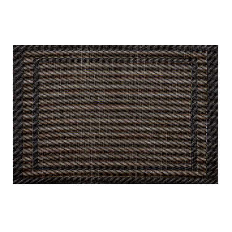 Brown | Top view of woven placemat with double border edges part of a coordinated set of 6.