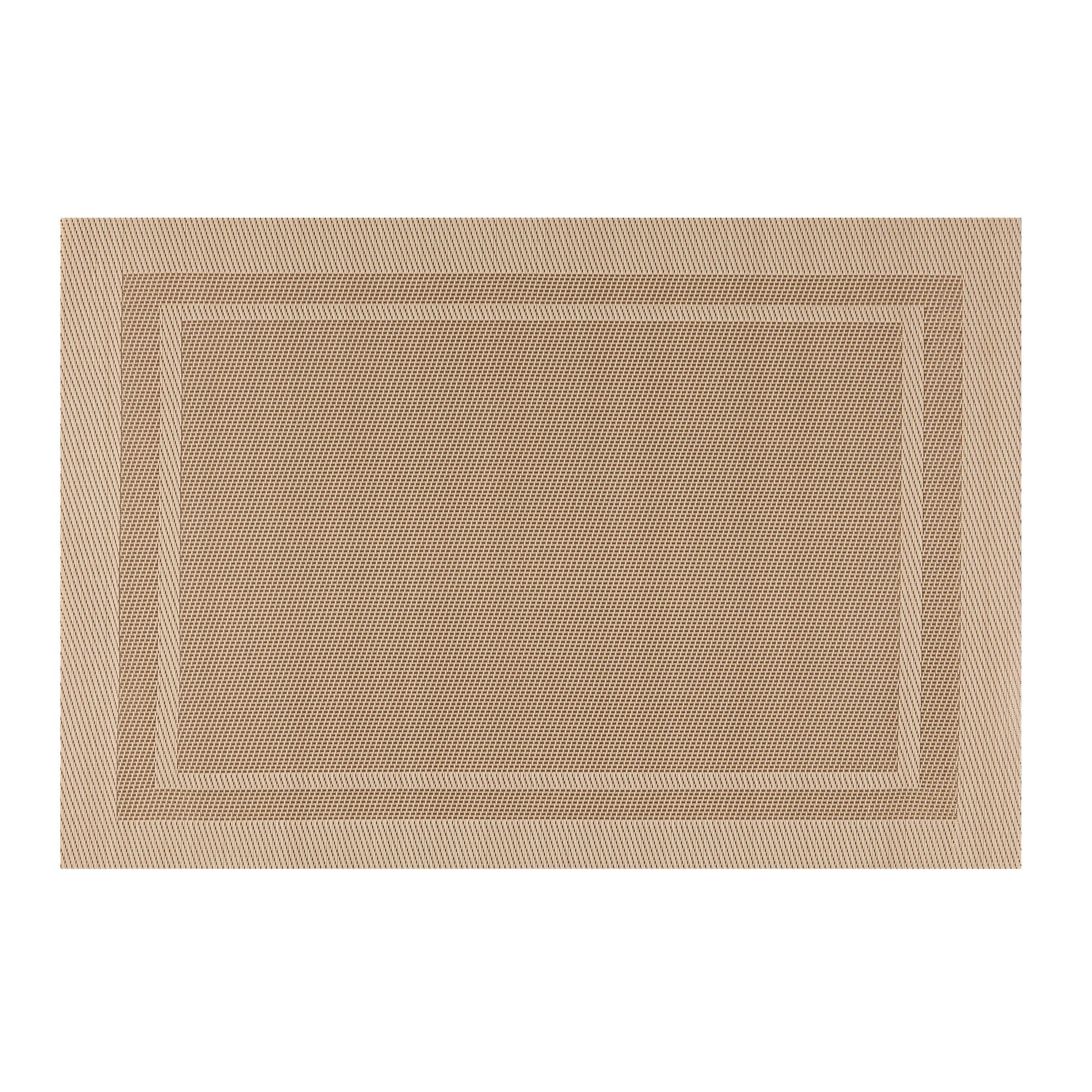 Taupe | Elegant woven placemat showcasing textured double borders, set of 6 on a clean surface.