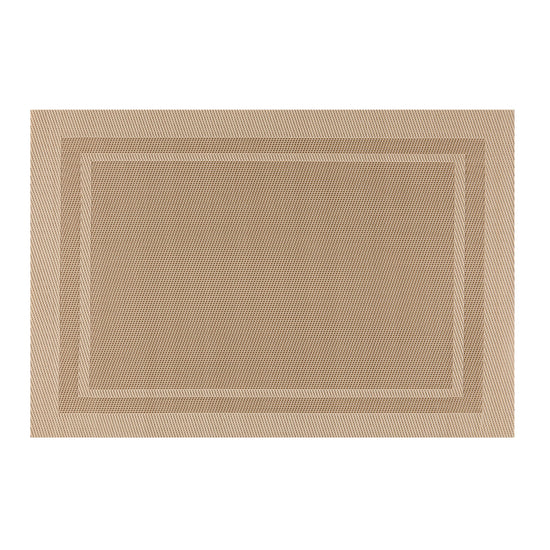 Taupe | Elegant woven placemat showcasing textured double borders, set of 6 on a clean surface.