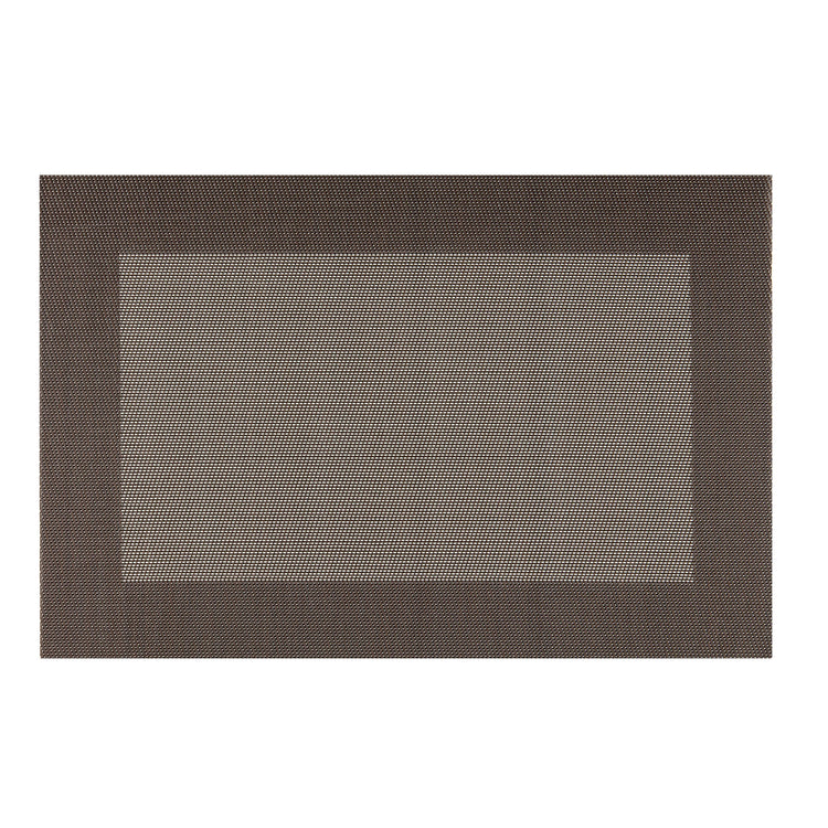Bronze | Close-up of textured weave on two-tone placemat with neutral coloring.