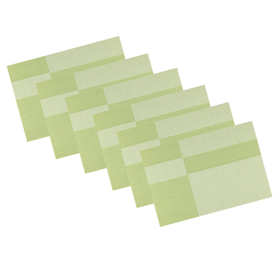 Olive & White | Set of six twill placemats neatly stacked on a white background.