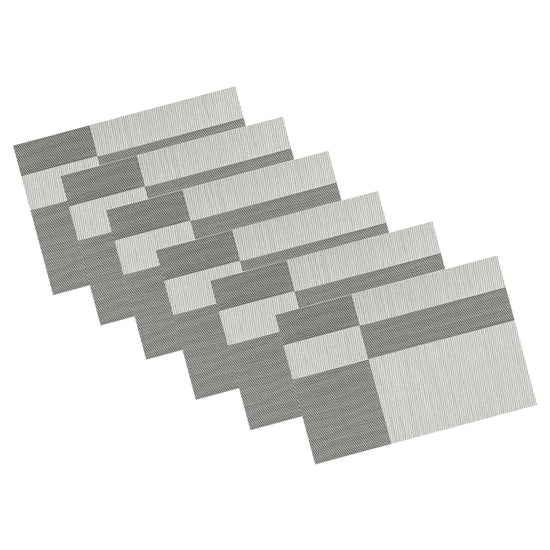 Black & White | Twill placemat set of 6 neatly placed on a white background.