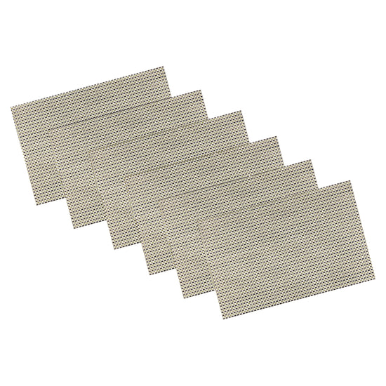 Moss | Image of all 6 moss colored transparent woven placemats.