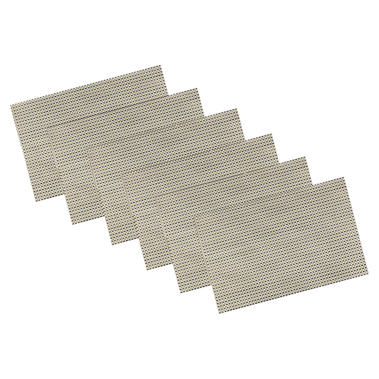 Moss | Image of all 6 moss colored transparent woven placemats.