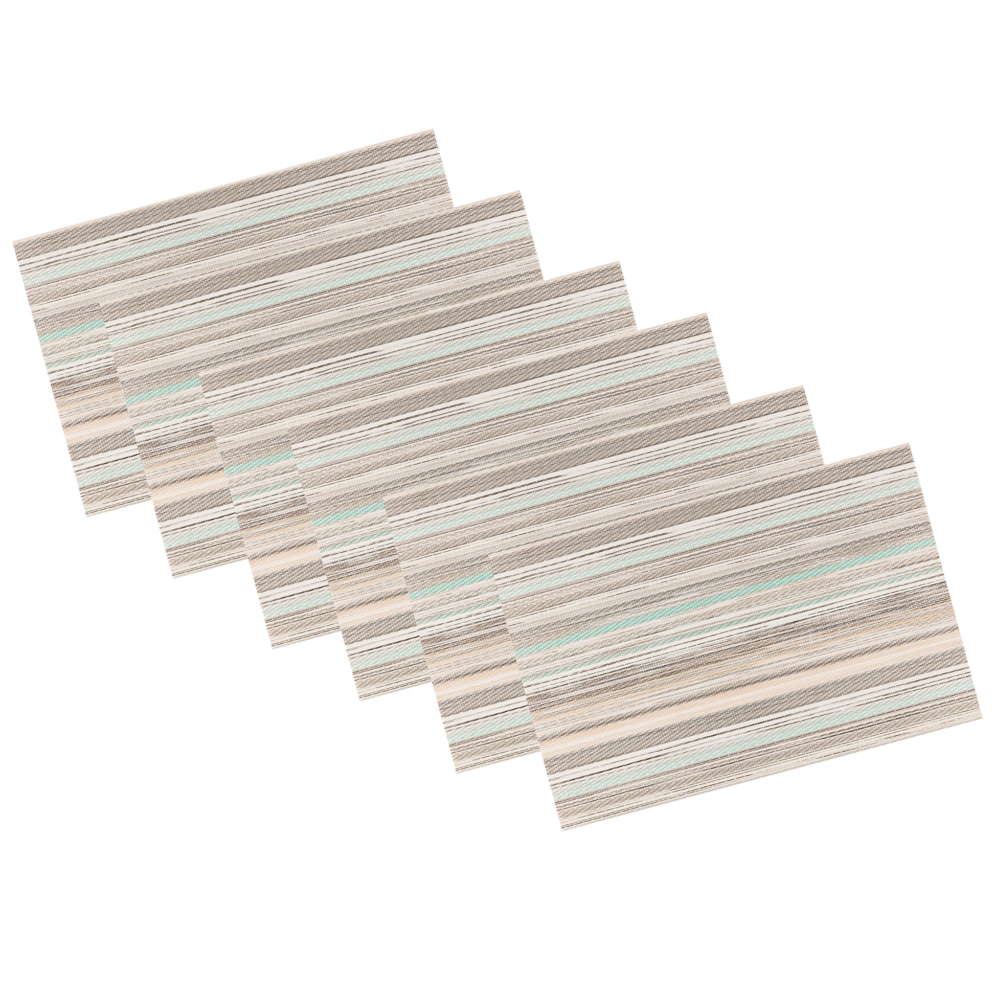 Ocean | Set of 6 woven stratum placemats with layered texture design, displayed on a white background.