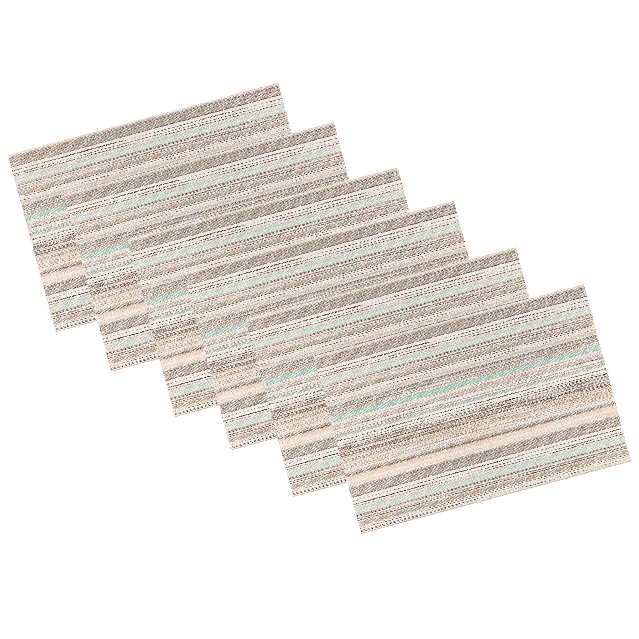 Ocean | Set of 6 woven stratum placemats with layered texture design, displayed on a white background.