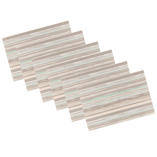 Ocean | Set of 6 woven stratum placemats with layered texture design, displayed on a white background.