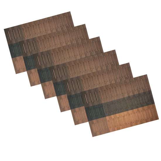Coffee & Cream | Set of 6 woven bamboo placemats neatly arranged on a white background.