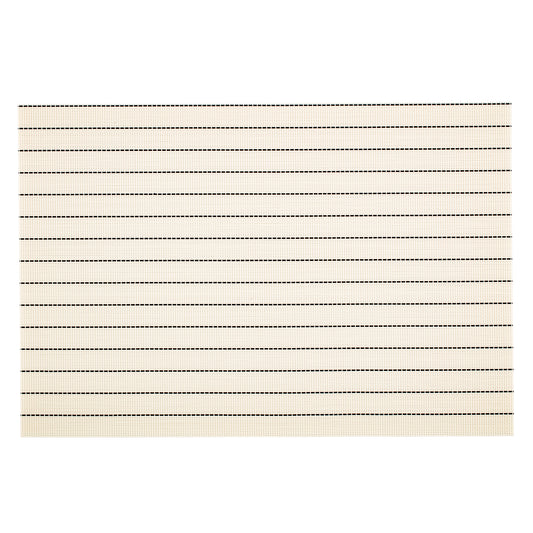 Black & White | Close-up of woven placemat featuring pinstripes, part of a coordinated set of 6 for modern dining.
