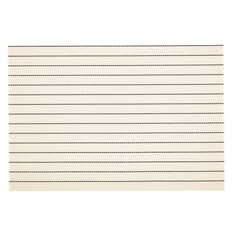 Black & White | Close-up of woven placemat featuring pinstripes, part of a coordinated set of 6 for modern dining.