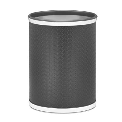 Eclipse | 13-quart oval leatherette wastebasket with a smooth finish, displayed upright on a white background.