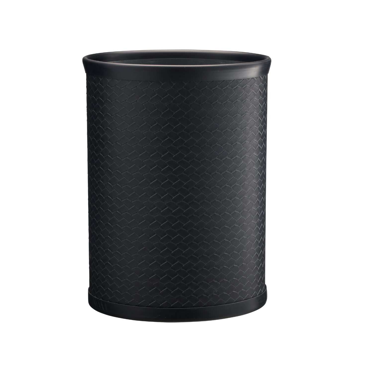Eclipse | Black textured wastebasket on a white background