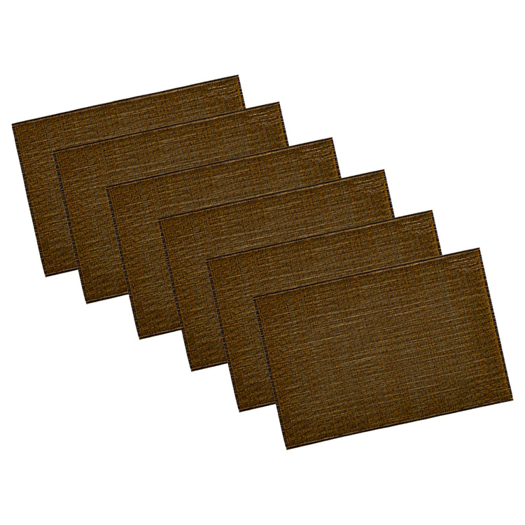 Charcoal & Gold | Set of 6 placemats with a wave design, neatly arranged on a white background.