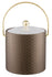 Antique Gold | 3-quart leatherette ice bucket with a gold bale handle, displayed upright on a white background.