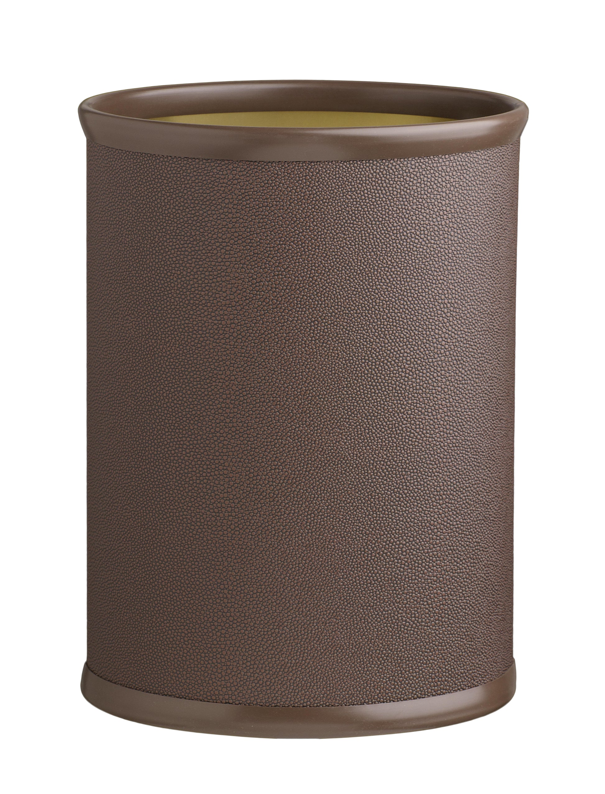 Mocha | Elegant oval wastebasket with a shagreen texture blending seamlessly with modern home decor.