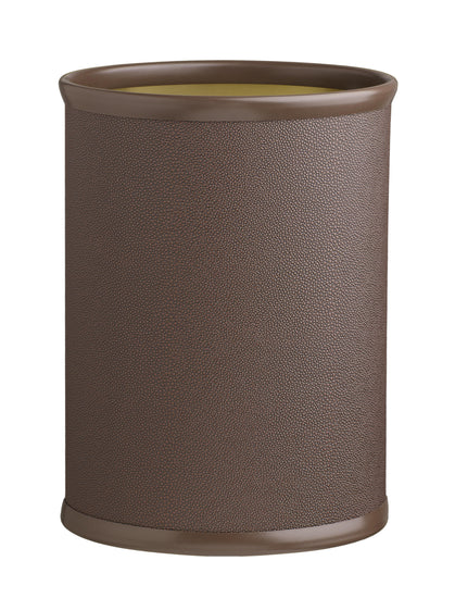 Mocha | Elegant oval wastebasket with a shagreen texture blending seamlessly with modern home decor.