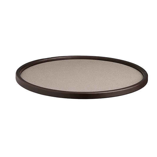 Latte | 14" round serving tray with sleek half-inch chocolate sidewall, perfect for stylish serving or display.