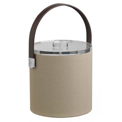 Latte | 3qt Ice bucket with thick acrylic cover and stitched handle, combining durability with sophisticated style for home entertaining.