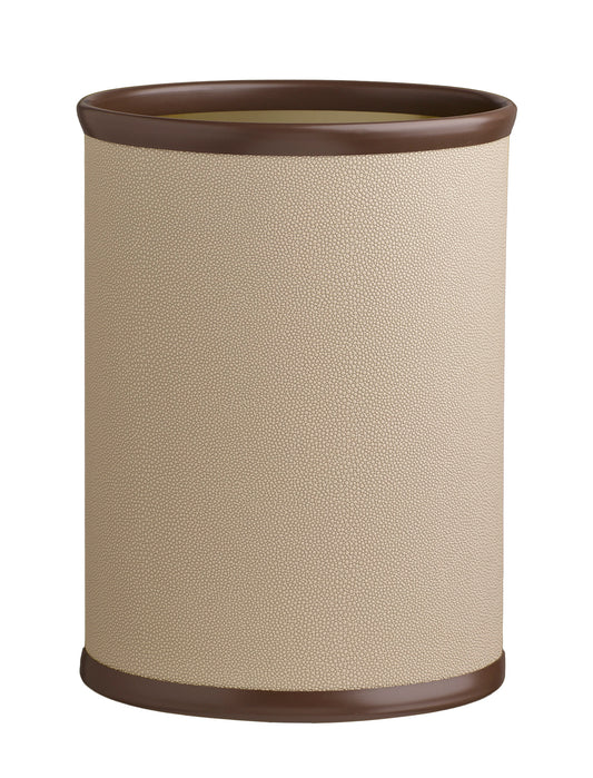 Latte | Oval-shaped wastebasket with shagreen texture and curved design, ideal use for home offices.