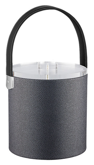 Noir | Stylish 3qt ice bucket with durable acrylic cover and textured stitched handle, ideal for keeping ice chilled during gatherings.