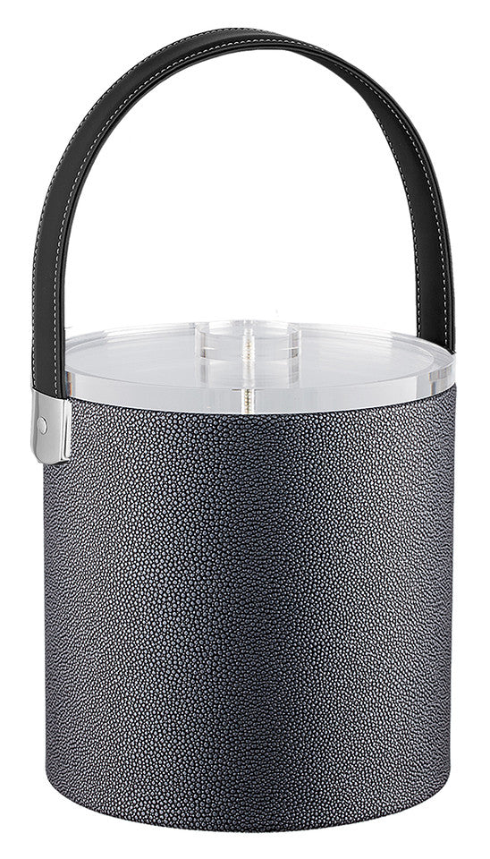 Noir | Stylish 3qt ice bucket with durable acrylic cover and textured stitched handle, ideal for keeping ice chilled during gatherings.