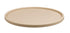 Beige | Round leatherette serving tray with sleek half-inch sidewall for modern entertaining.