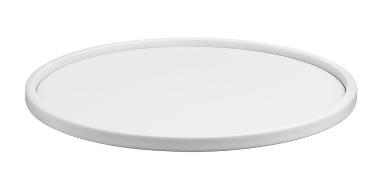 White | Versatile round tray with half inch sidewall perfect for serving drinks or organizing decor.