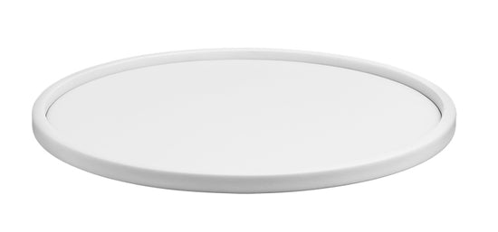 White | Versatile round tray with half inch sidewall perfect for serving drinks or organizing decor.