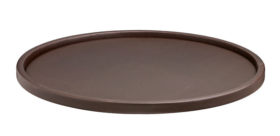 Brown | Minimalist round serving tray with subtle half inch sidewall design.