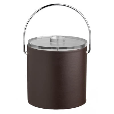 Brown | Elegant ice bucket featuring a durable acrylic cover and functional bale handle for easy ice serving.