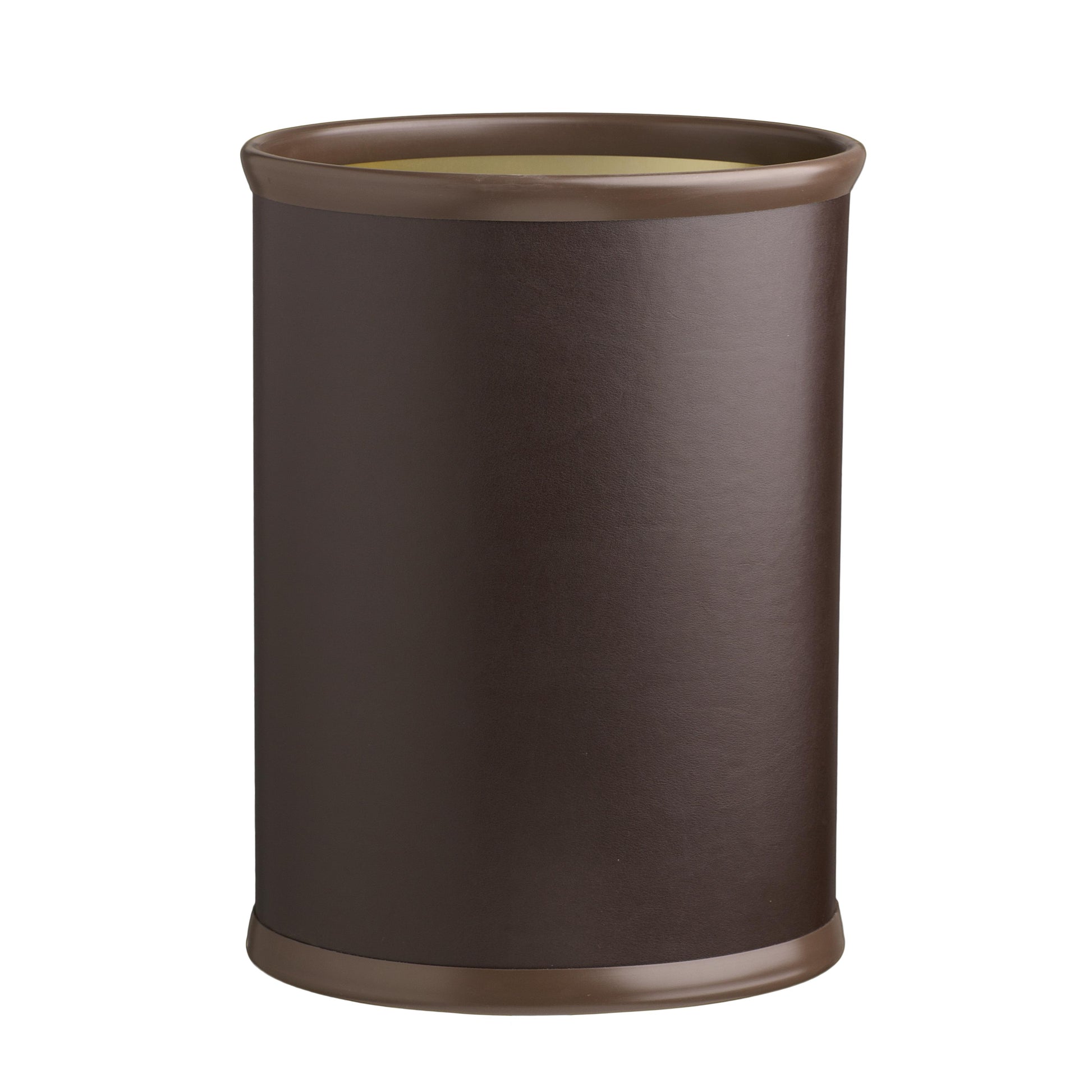 Brown | cylindrical trash can on a white background