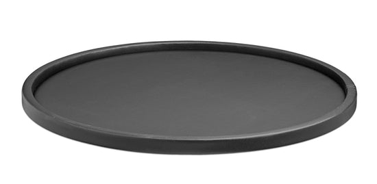 Black | Elegant round tray featuring a low-profile half inch raised edge.