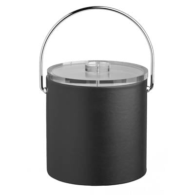 Black | Ice bucket featuring a durable thick acrylic cover lid and classic bale handle design.