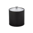 Black | 3QT leatherette ice bucket with acrylic cover and polished chrome arc knob displayed on a white background.