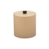Beige | Close up of oil rubbed bronze arc knob on leatherette wrapped ice bucket cover.
