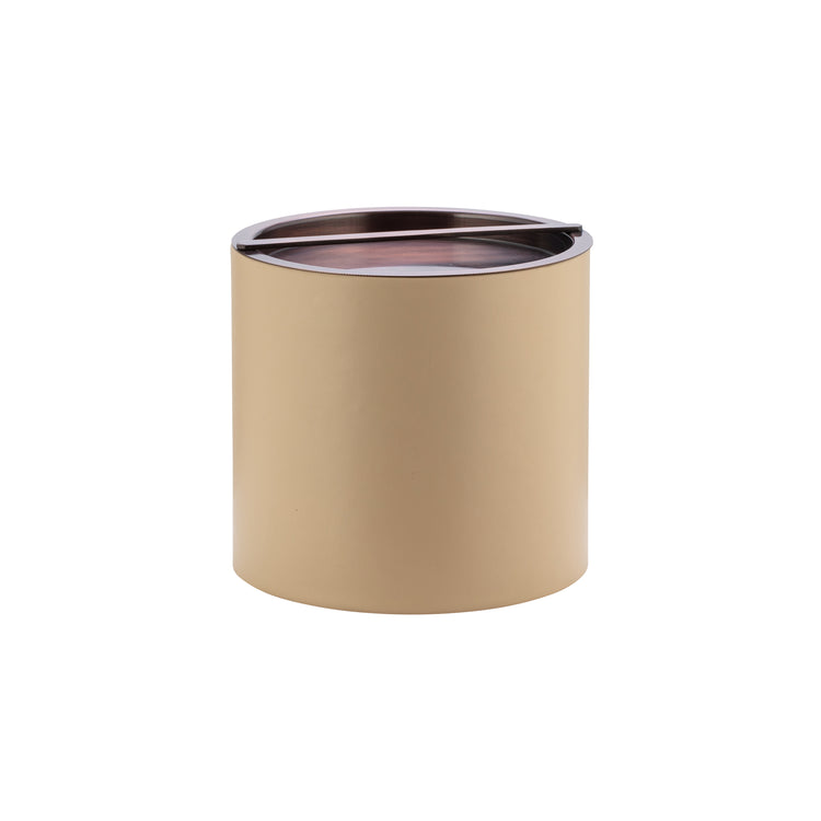 Beige | Elegant barware ice bucket showcasing an oil-rubbed bronze bridge cover.